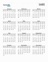 Image result for Calendar 1605