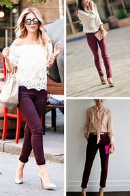 Image result for Outfits with Burgundy Pants