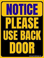 Image result for Use Back Door Sign Printable
