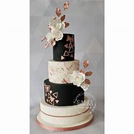 Image result for Rose Gold and Black Wedding Cake