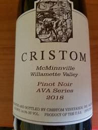 Image result for Cristom Pinot Noir AVA Series Eola Amity Hills