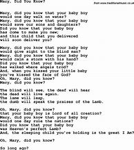 Image result for Lyrics and Chords to Mary Did You Know