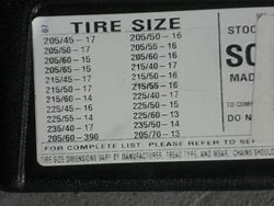 Image result for SCC Tire Chains Size Chart