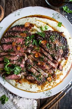 Brown Butter Steak with Roasted Garlic Whipped Cauliflower - The Original Dish