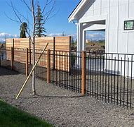 Image result for Cedar Fence with Steel Posts