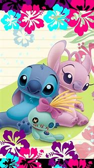Image result for Stitch and Angel Wallpaper Love with Flowers