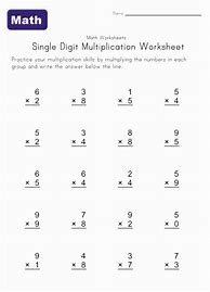 Image result for Math Multiplication Worksheets Single Digit 6