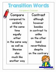 Image result for Compare Contrast Transition Words Worksheet