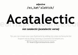 Image result for acatal�ctic0