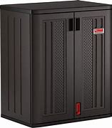 Image result for Plastic Garage Storage Cabinets with Wheels