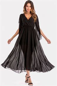 Image result for Black V-Neck Drap Dress