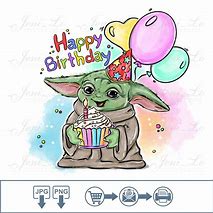 Image result for Baby Yoda Cartoon Birthday