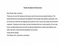 Image result for Thank You Note for Dinner and Hospitality