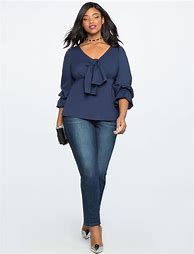 Image result for Tie Front Tops for Plus Size Women