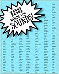 Image result for Idea Sound Words. List