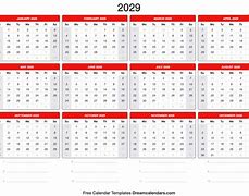 Image result for Calendar for the Year 2029