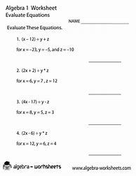 Image result for Algebra Equations Practice Worksheet