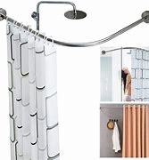 Image result for Corner Shower Curved Curtain Rod