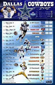 Image result for Dallas Cowboys TV Schedule Printable