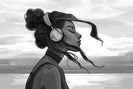 Image result for Girl with Headphones Art