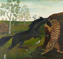 Image result for Tiger Attacking White Horse Painting