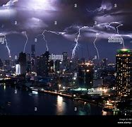 Image result for Lightning Storm Over City
