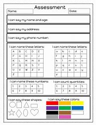 Image result for PDF Preschool Assessment Sheet