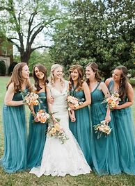 Image result for Peach and Teal Bridal Party