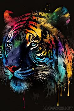 Pintura tigre brillante. Tamaño: 50x70,  Año: 2023,  Precio: 362 euro Maestro del arte Ostrovskaya Elizaveta
