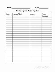 Image result for Reading Log Printable with Parent Signature