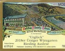 Image result for Alfred Merkelbach Urziger Wurzgarten Riesling Spatlese #6 Urgluck
