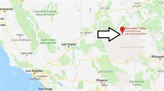 Image result for Monument Valley and Winslow Arizona On a Map