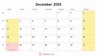 Image result for December 2005 Calendar