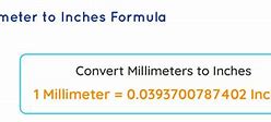 Image result for Formula to Convert Inches mm