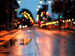 Image result for Rain City Street Lights at Night
