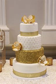 Image result for Gold Glitter Wedding Cake
