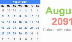 Image result for 2091 August Calendar