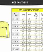 Image result for Boys Long Sleeve Shirt Size Chart