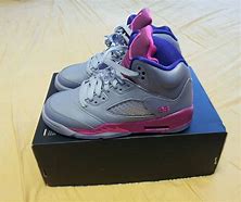 Image result for Air Jordan 5 Grey and Pink