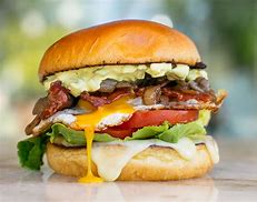 Image result for Southern Fried Chicken Burger with Cheese and Bacon