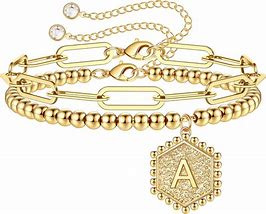 Image result for Initial Gold Link Bracelet