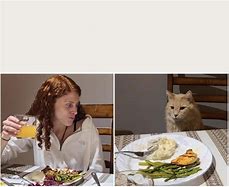 Image result for Cat Sitting at Table Meme