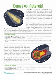 Image result for Asteroid versus Comet