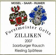 Afbeeldingsresultaten voor Zilliken Forstmeister Geltz Saarburger Bergschlossen Riesling Spatlese