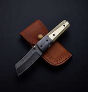 Image result for Damascus Pocket Knife with Leather Sheath