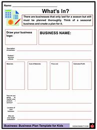 Image result for Kids Business Plan Worksheet