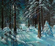 Image result for Winter Moonlight Painting