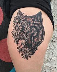 Image result for Wolf Hip Tattoo