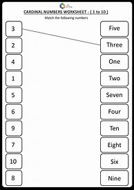 Image result for Match the Numbers with Their Number Names 1 to 10
