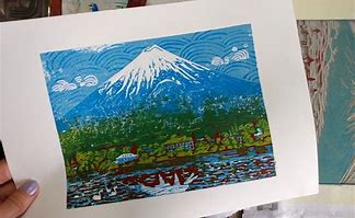 Image result for Japanese Mount Fuji Lino Print